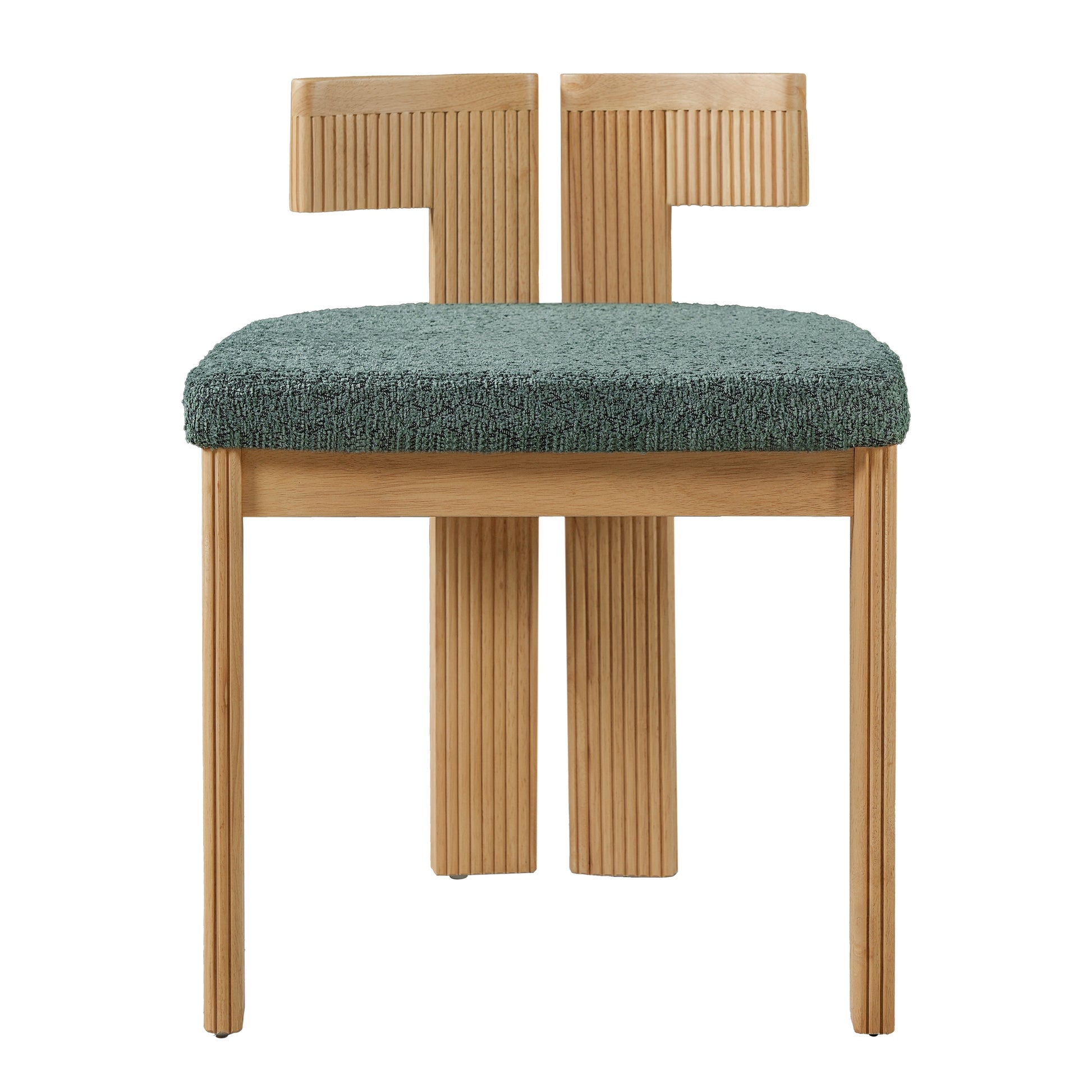 Indoor Boucle Dining Chair Set of 2, Rubber Wood Frame, Plush Green Boucle Seating, 250lbs Weight Capacity for Kitchen & Dining Room image 11