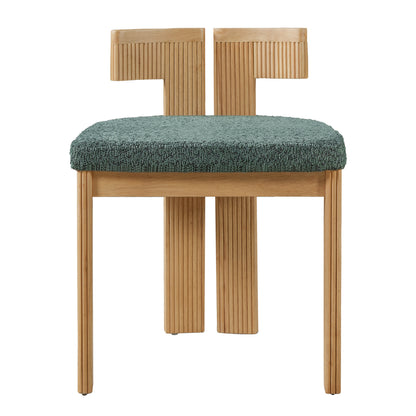 Indoor Boucle Dining Chair Set of 2, Rubber Wood Frame, Plush Green Boucle Seating, 250lbs Weight Capacity for Kitchen & Dining Room image 11