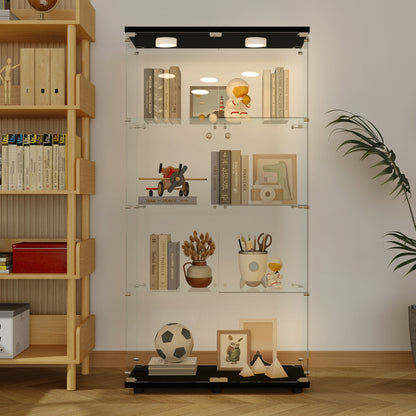 Tempered glass display cabinet,wine cabinet,storage cabinet,file cabinet,with a variety of colors of pat lights,door locks,adjustable floor feet suitable for uneven ground,can be placed anywhere,black image 2