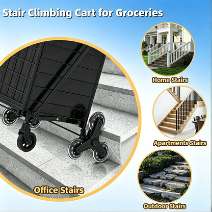 Shopping Cart to Go Upstairs,Shopping Cart on Wheels, Foldable Utility Shopping Carts with 360° Rolling Swivel Wheels for Groceries Laundry image 4