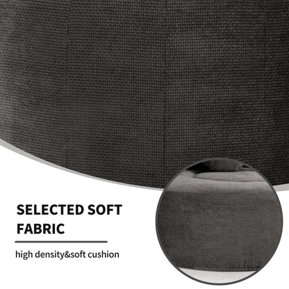 Round Sofa Bed with Memory Foam Sectional Couches for Living Room, Cloud Couch with three pillows, Black+gray image 6