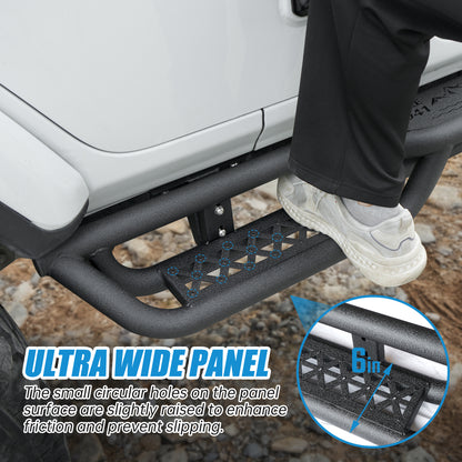 Coated Black Carbon 6-Inch 2-Stairs Side Step Rails Step Bars Steel Nerf Bars Running Boards Compatible with Jeep Wrangler JL 4 Doors 2018-2026 For Off-Road Protection Direct Bolt-On Installation image 2