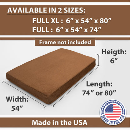 Memory Foam Infused Futon Mattress Full XL – Washable Removable Cover, Heavy-Duty Zipper, Thick Foldable Sofa Bed Cushion for Guest Room, Apartment, Dorm (Frame NOT Included) image 7