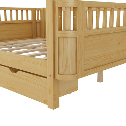 Full Size Wood Platform Bed for Kids, Wood Low Profile Full Bed with Rails for Girls and Boys, Natural (Patented Design),Old SKU W2593P409119 Expect Arrival Date 2026/7/10 image 9
