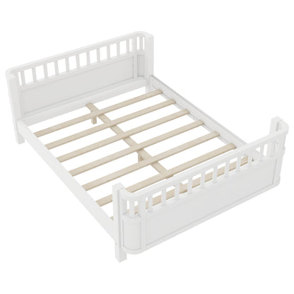 Full Size Wood Platform Bed for Kids, Wood Low Profile Full Bed with Rails for Girls and Boys, White (Patented Design, Old SKU W2593P233767) image 11