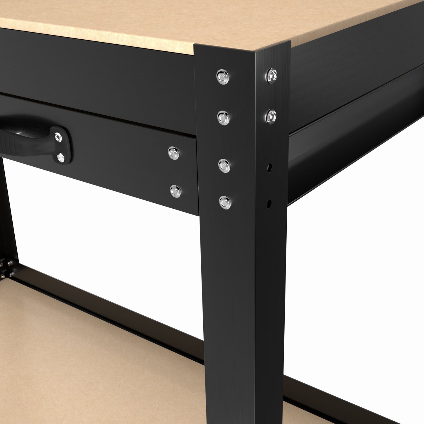 63" Tools Cabinet Working Tables Workbench Tool Storage Workshop Table with Drawers and Pegboard image 5
