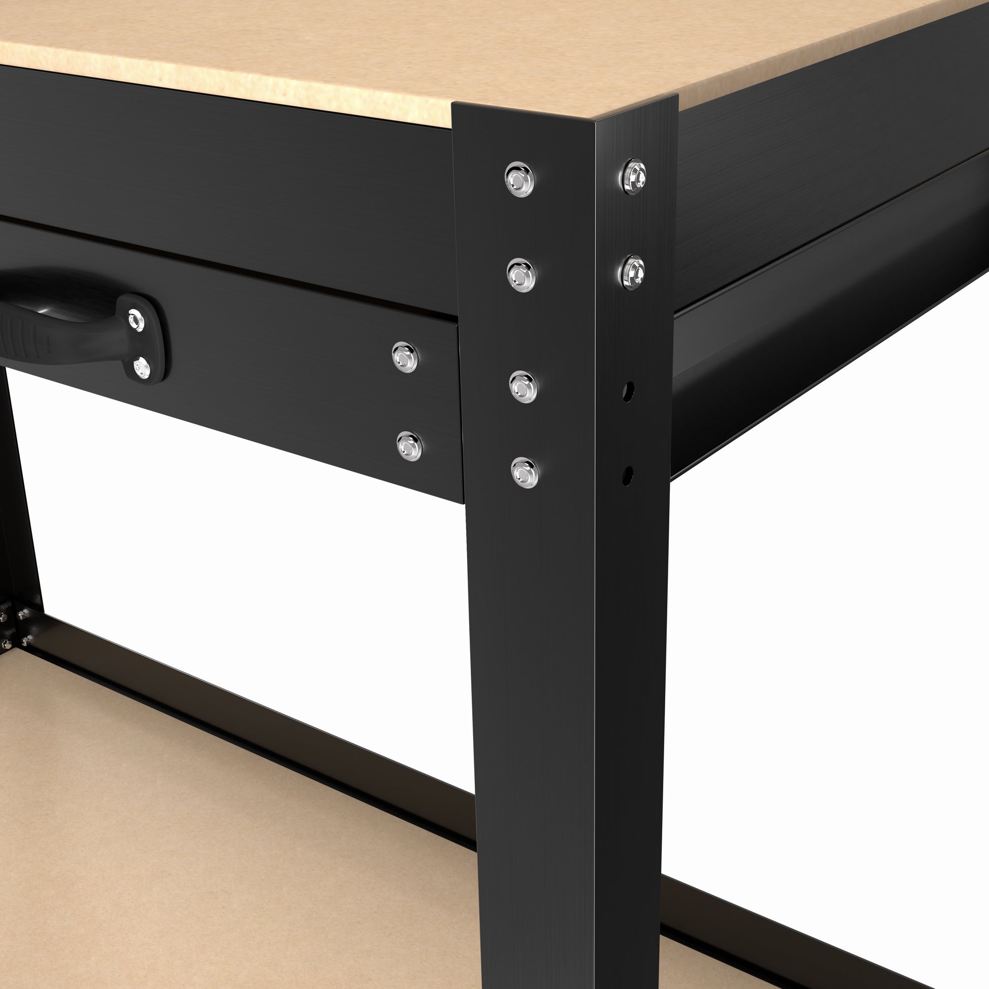 63" Tools Cabinet Working Tables Workbench Tool Storage Workshop Table with Drawers and Pegboard image 5