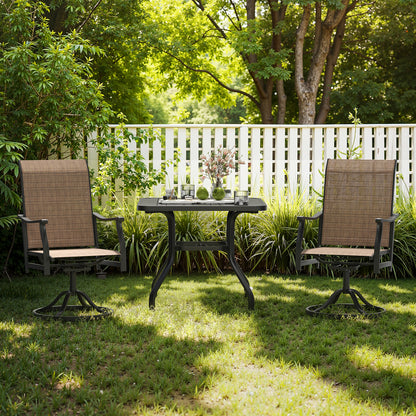 Outdoor Dining Chairs Set of 2, 360°Swivel Patio Dining Chair with Textilene Fabric, Outdoor Metal Armchair All Weather Resistant, Ergonomic Comfort, Perfect for Patio, Backyard, Balcony image 2