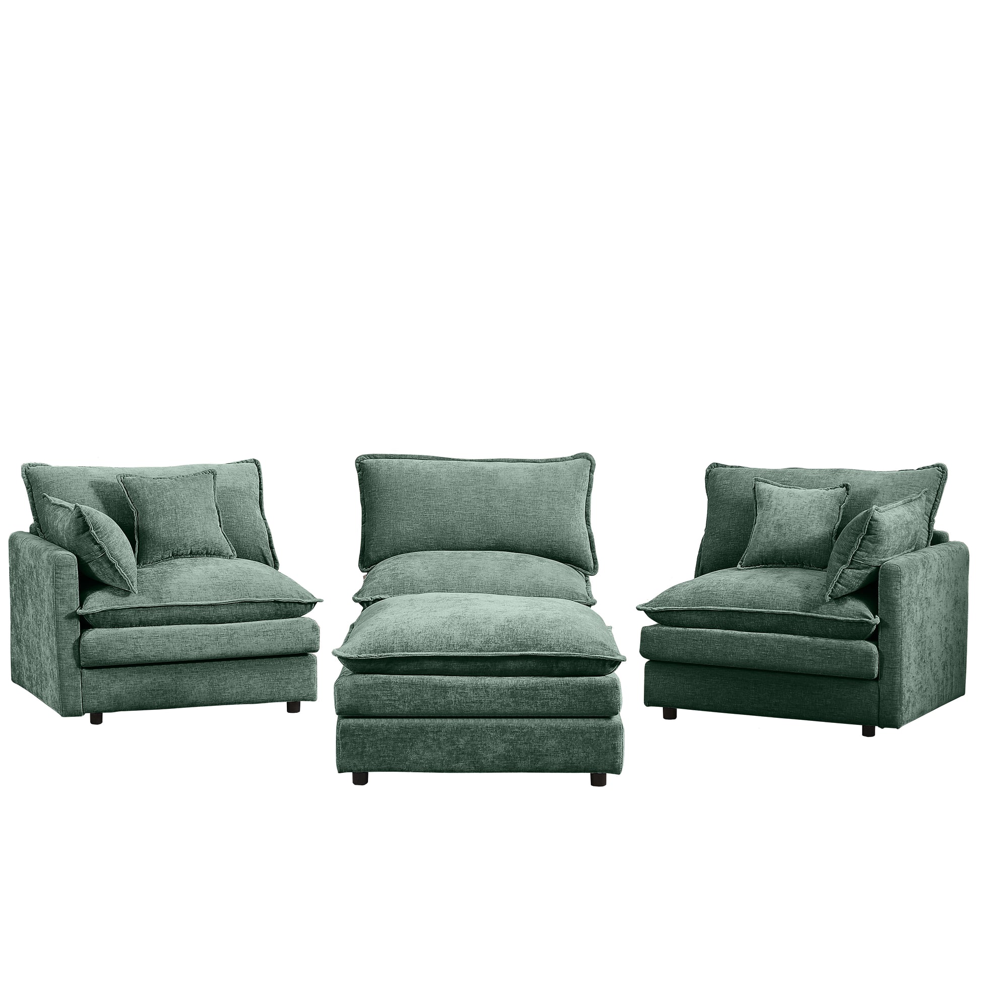 Modular Sectional Sofa, 102 Inch L Shaped Couch Set for Living Room, 3-Seater Comfy Cloud Couches with Movable Ottoman, DIY Combination, Chenille, Mint Green image 12