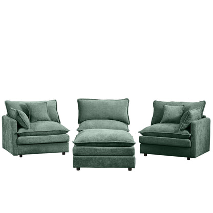 Modular Sectional Sofa, 102 Inch L Shaped Couch Set for Living Room, 3-Seater Comfy Cloud Couches with Movable Ottoman, DIY Combination, Chenille, Mint Green image 12