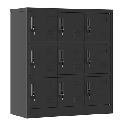 9-Door Employee Storage Locker, Metal Lockers for Office, Gym, School, and Homewith Card Slot (Black) image 8
