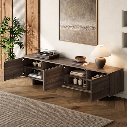 78 inch Modern TV Stand for TVs up to 85", Entertainment Center with with Solid Wood Legs, Cable Management, Push-Openers, Soft-Closing Hinges & Adjustable Shelves for Living Room image 4