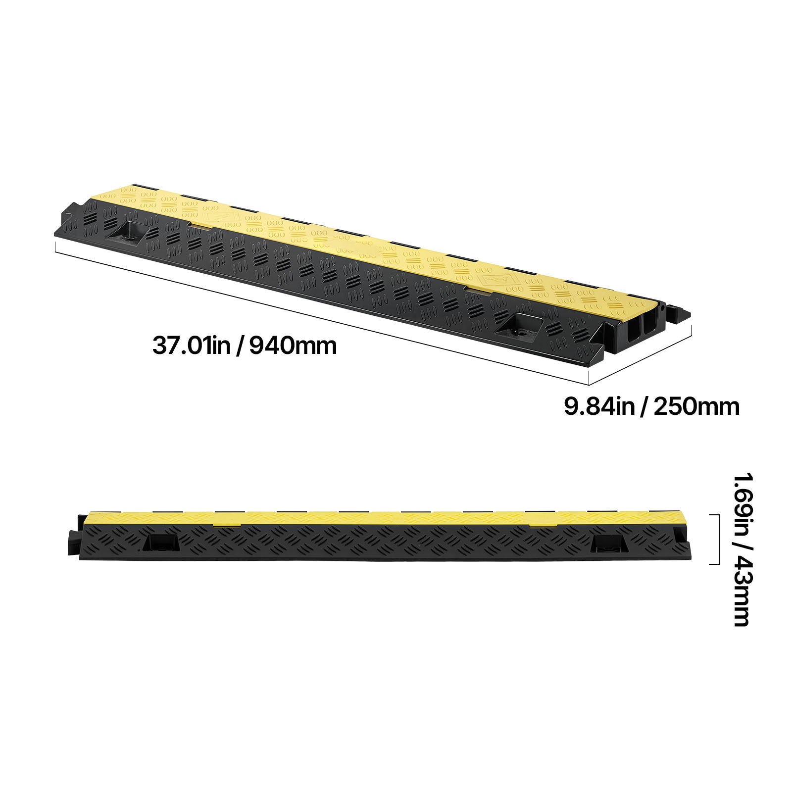 Cable Protector Ramp, 22,000 lbs/axle Capacity, 2 Channel Heavy Duty TPU Cord Hose Wire Cover, 1.2 x 1.1 in Channel, Traffic Speed Bump with Flip-Open Top Cover, for Indoor Outdoor Use, 3 Pack image 6