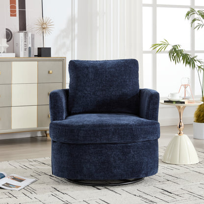 Vanity Chair,Swivel Accent Chair, 360 Degree Round Swivel Barrel Chair, Upholstered Comfy Swivel Chairs for Living Room,Accent Chairs for Bedroom, Reading Room,Powder Room,(Velvet, Blue) image 7