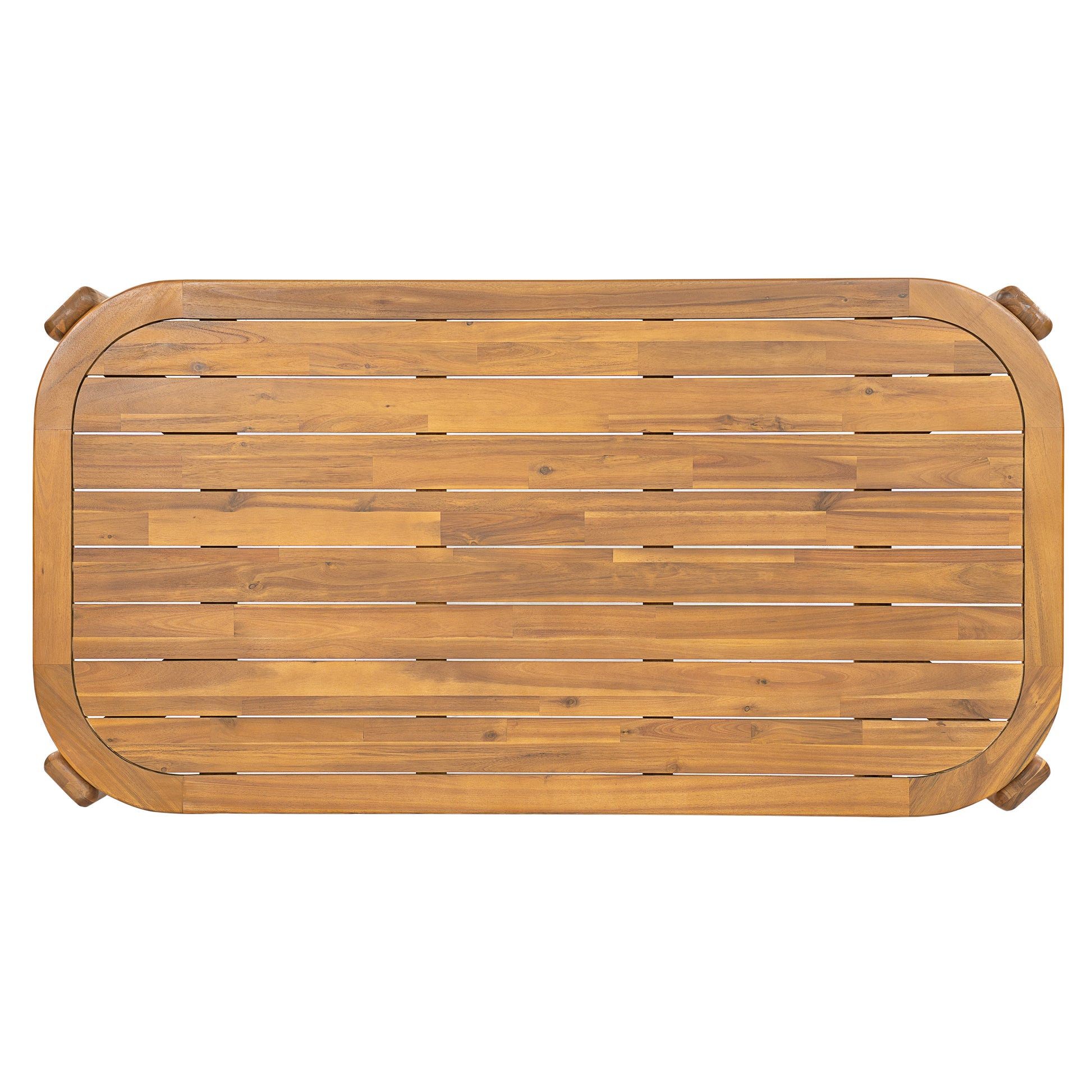 Kaja Outdoor Acacia Wood Dining Table, Teak Finish with Slat Design image 5