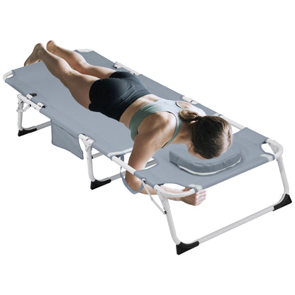 3-in-1 Heavy Duty Tanning Chair with Face Hole Adjustable 5-Position Folding Chaise Lounge Chairs for Outside Portable Lay Flat Beach Lounge Chair for Outdoor Sunbathing Patio Pool Lawn Camping Deck P image 1