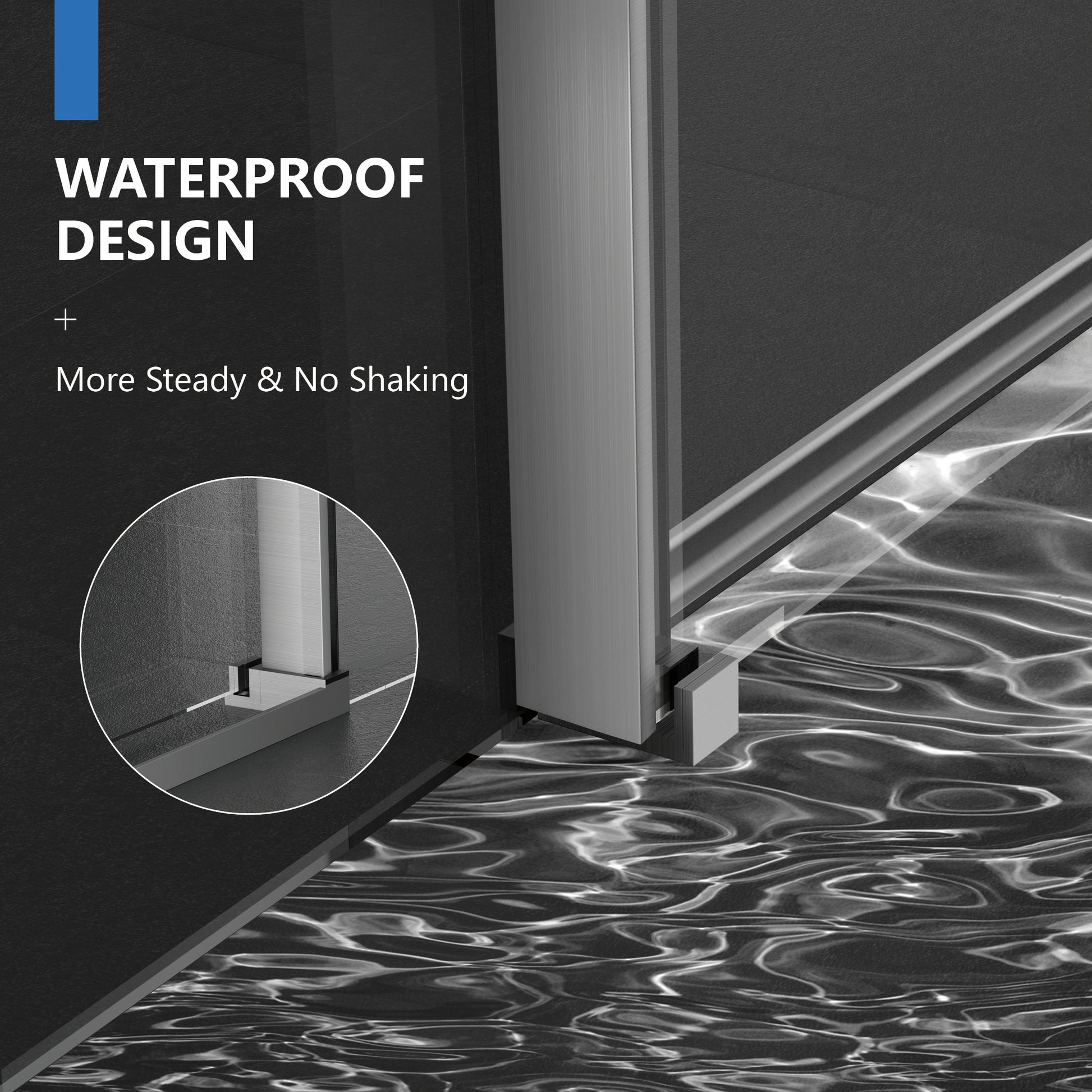 56-60" W × 72" H Frameless Sliding Shower Door,Waterproof Glass Shower Door with Upper Soft Closing System, 5/16" (8mm) Tempered Glass,Double Side Easy Clean Coat,Brushed Nickel image 9