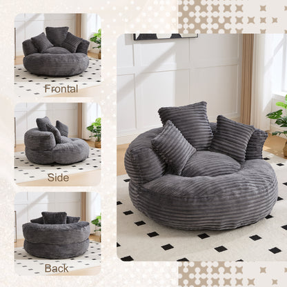 Bean Bag Chairs, Bean Bag Sofa for Adults, Kids,Oversized Corduroy Bean Bag Chair with 3 Pillows & Armrest,Beanbag Chair & Lazy Sofa with Foam Filler for Bedroom Living Room Dorm image 3