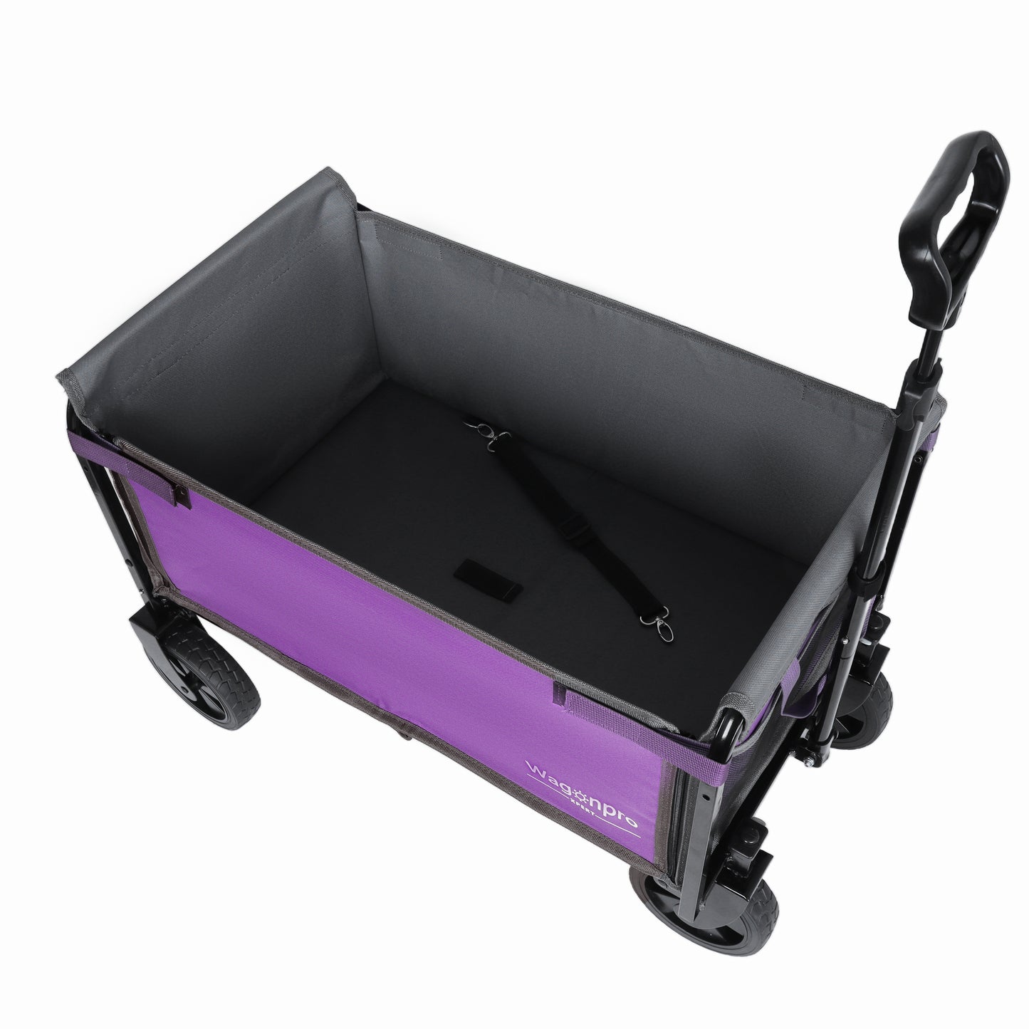 All-in-One Convertible Folding 4-Wheel Trolley with Bench Seat and Dog Leash - Heavy Duty Foldable Utility Trolley for Camping, Beach, Shopping - Versatile Seating and Storage Space, purple/gray image 8