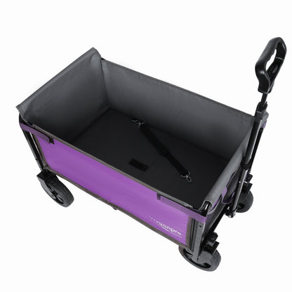 All-in-One Convertible Folding 4-Wheel Trolley with Bench Seat and Dog Leash - Heavy Duty Foldable Utility Trolley for Camping, Beach, Shopping - Versatile Seating and Storage Space, purple/gray image 8