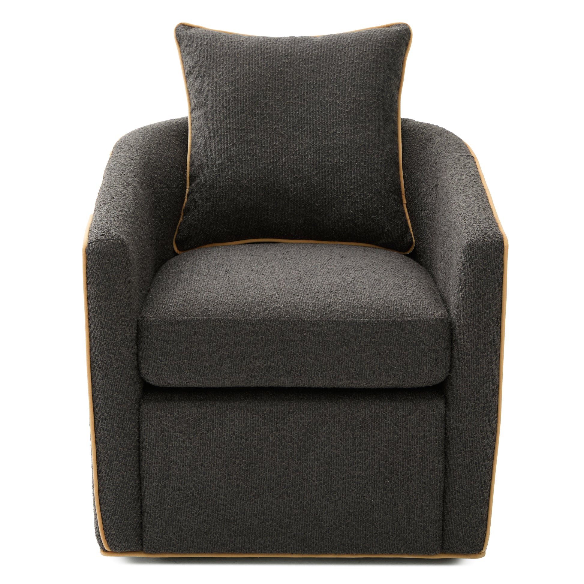 Swivel Accent Chair Upholstered Club Chair Barrel Sofa Chair for Living Room, Reading Corner, and Small Spaces, Dark Grey image 6