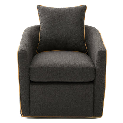 Swivel Accent Chair Upholstered Club Chair Barrel Sofa Chair for Living Room, Reading Corner, and Small Spaces, Dark Grey image 6