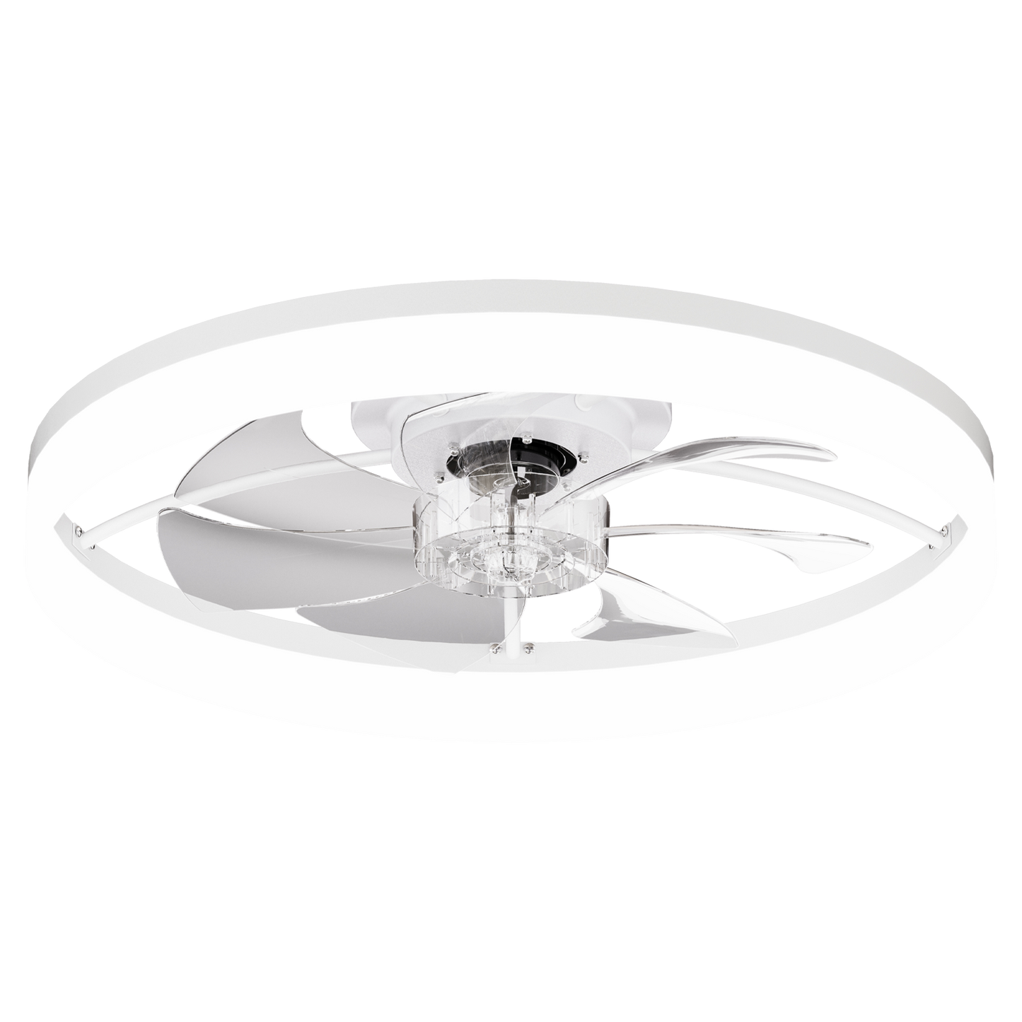 Ultra-Thin WHITE Ceiling Fan Light with Remote & App Control – 23.6'' Modern Flush Mount Fan Lamp, 6 Fan Speeds, Dimmable Brightness, 3000K-6500K Color Temperature for bedroom living room image 9