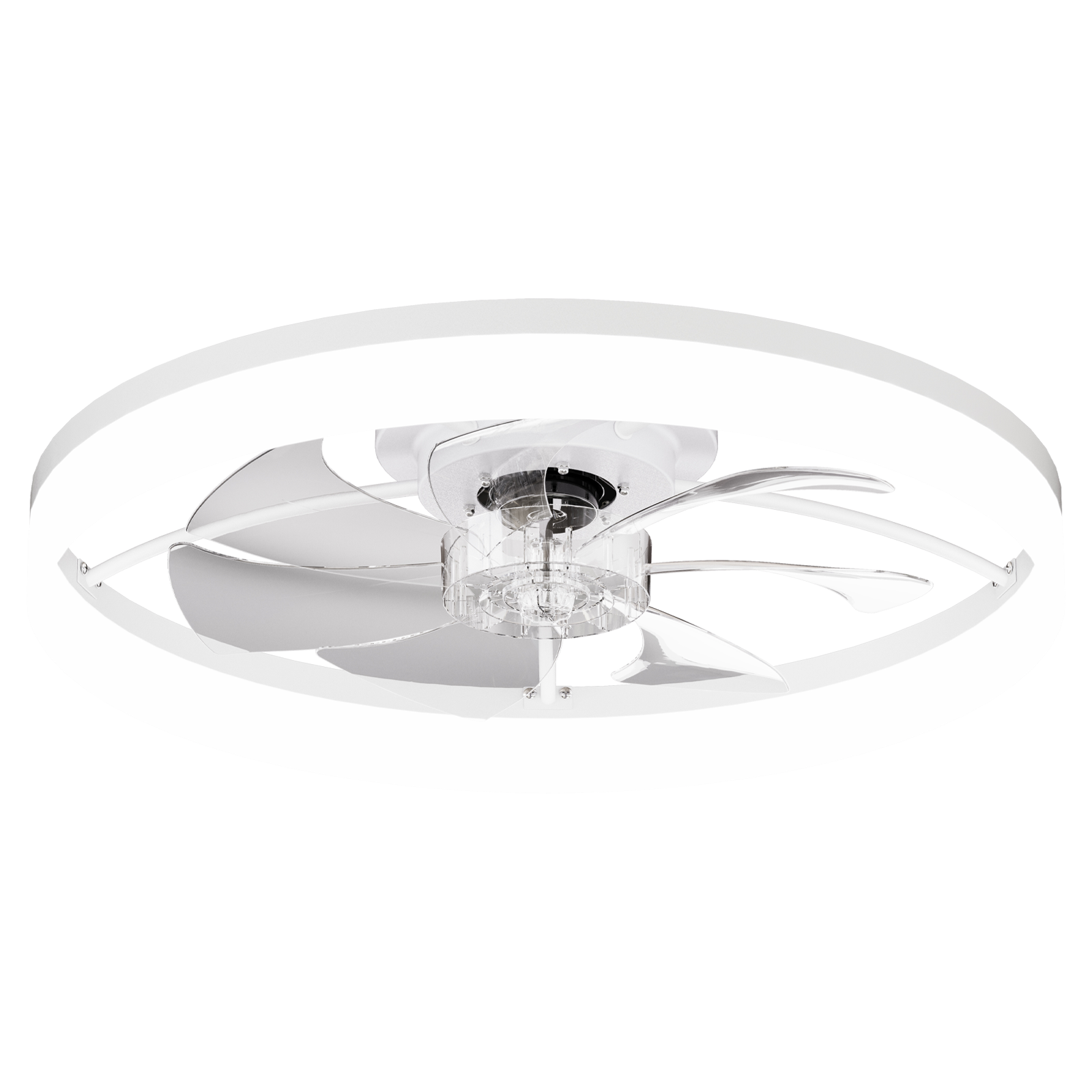 Ultra-Thin WHITE Ceiling Fan Light with Remote & App Control – 23.6'' Modern Flush Mount Fan Lamp, 6 Fan Speeds, Dimmable Brightness, 3000K-6500K Color Temperature for bedroom living room image 9