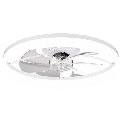 Ultra-Thin WHITE Ceiling Fan Light with Remote & App Control – 23.6'' Modern Flush Mount Fan Lamp, 6 Fan Speeds, Dimmable Brightness, 3000K-6500K Color Temperature for bedroom living room image 9