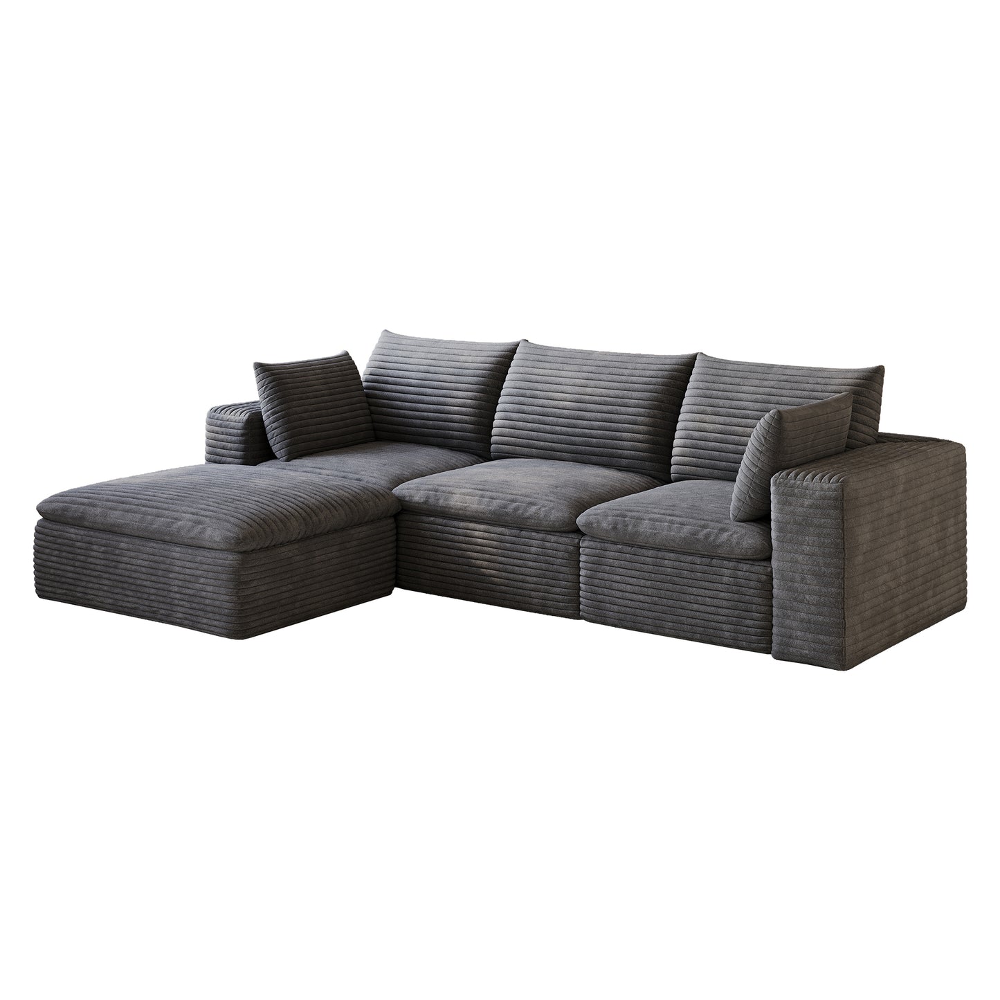 102" Cloud Sofa,Corduroy Fabric,Deep Seat Couches,Double-layer design,Removable Cushion,No Assembly, DIY Combination for Living room, Bedroom,Conference room,Apartment,Dark Grey image 9