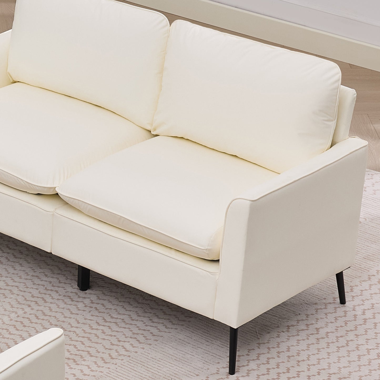 TS Cat paw leather upholstered sofa loveseat,Nordic retro light luxury living room balcony bedroom single casual sofa chair Double sofa + two pack combination(Cream White) image 10