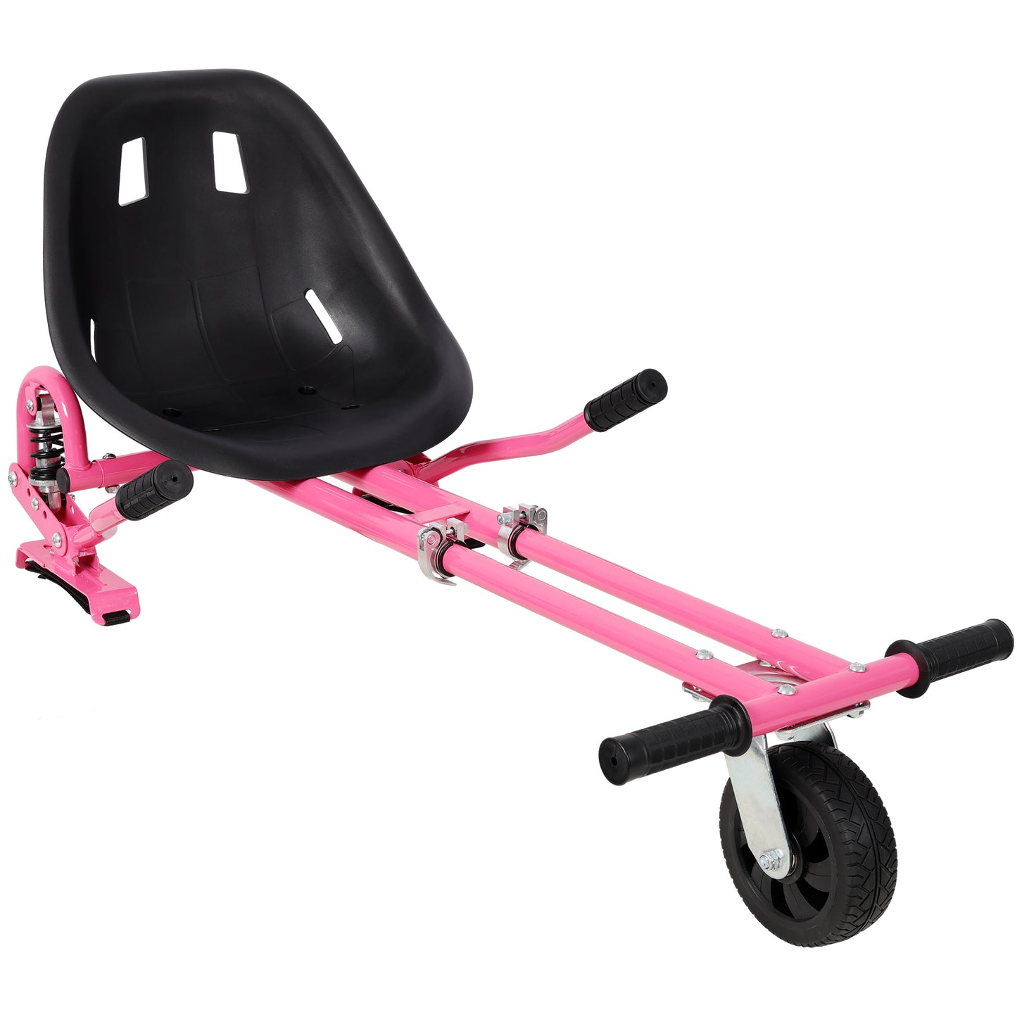 Hoverboard Seat Attachment Go-Kart,Fits 6.5" 8"10" Hoverboards, Heavy Duty Dual Pole & Dual Shock Absorber,Sturdy Adjustable Off-Road Frame,Hover Cart for Family Fun,not include Hoverboard,Pink image 1