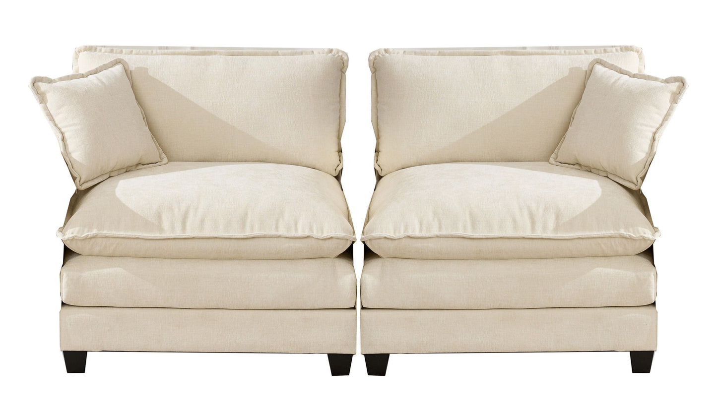 Cloud Sofa two Seats (the cushion on the armrest not included), Modern Sectional Couch, for Apartment, Comfy Double Layer Upholstered Seat Cushion, Breathable Chenille Fabric, Beige,SW504ABG image 1