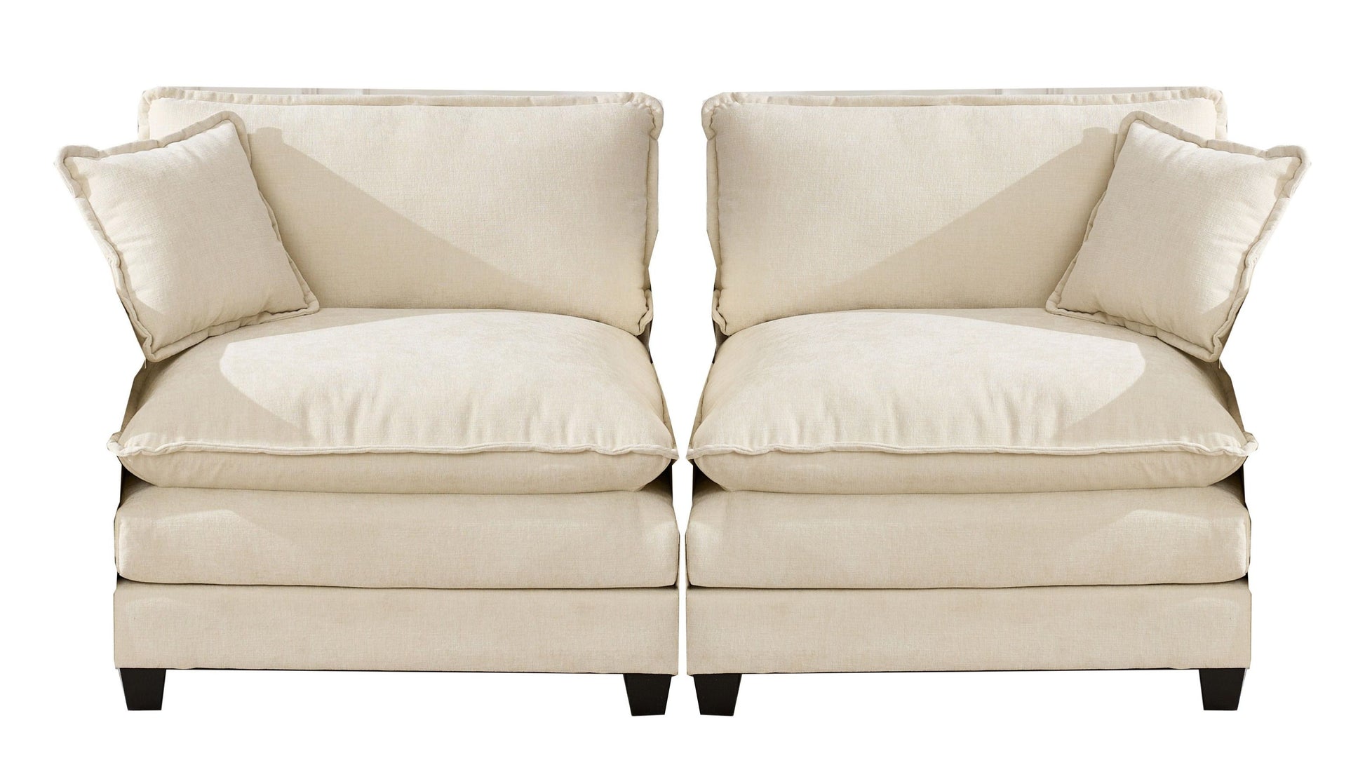 Cloud Sofa two Seats (the cushion on the armrest not included), Modern Sectional Couch, for Apartment, Comfy Double Layer Upholstered Seat Cushion, Breathable Chenille Fabric, Beige,SW504ABG image 1