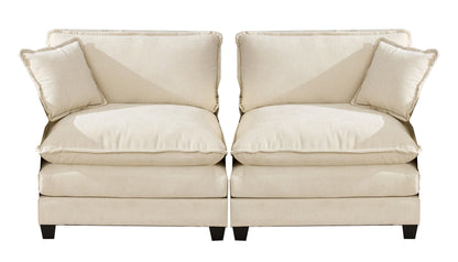 Cloud Sofa two Seats (the cushion on the armrest not included), Modern Sectional Couch, for Apartment, Comfy Double Layer Upholstered Seat Cushion, Breathable Chenille Fabric, Beige,SW504ABG image 1