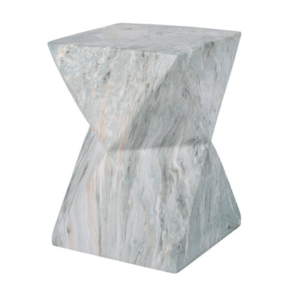 18.5"H Modern Geometric MGO Side Table, Hourglass Accent Table with Faux Marble Finish - Weather Resistant End Table for Indoor and Outdoor Use, Living Room, Bedroom & Patio, Green Marble image 5