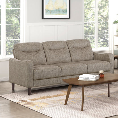Contemporary Brown Sofa Chenille Fabric Upholstery Foam Comfort Solid Wood Living Room Furniture 1pc image 1