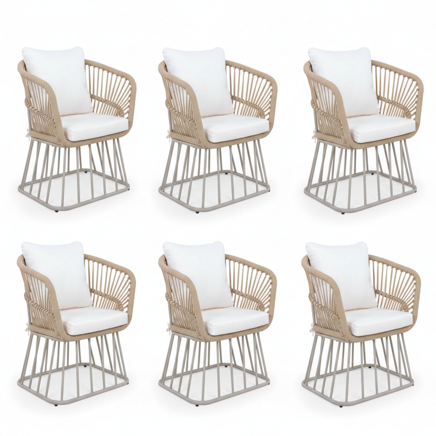 Outdoor Dining Chair MP1 - Teak Finish Wicker & Beige Steel Frame, 300LBS Weight Capacity, Includes Cushion image 12