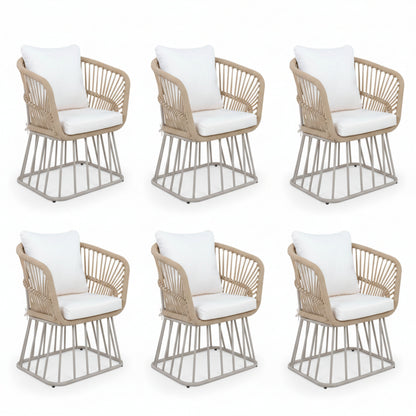 Outdoor Dining Chair MP1 - Teak Finish Wicker & Beige Steel Frame, 300LBS Weight Capacity, Includes Cushion image 12