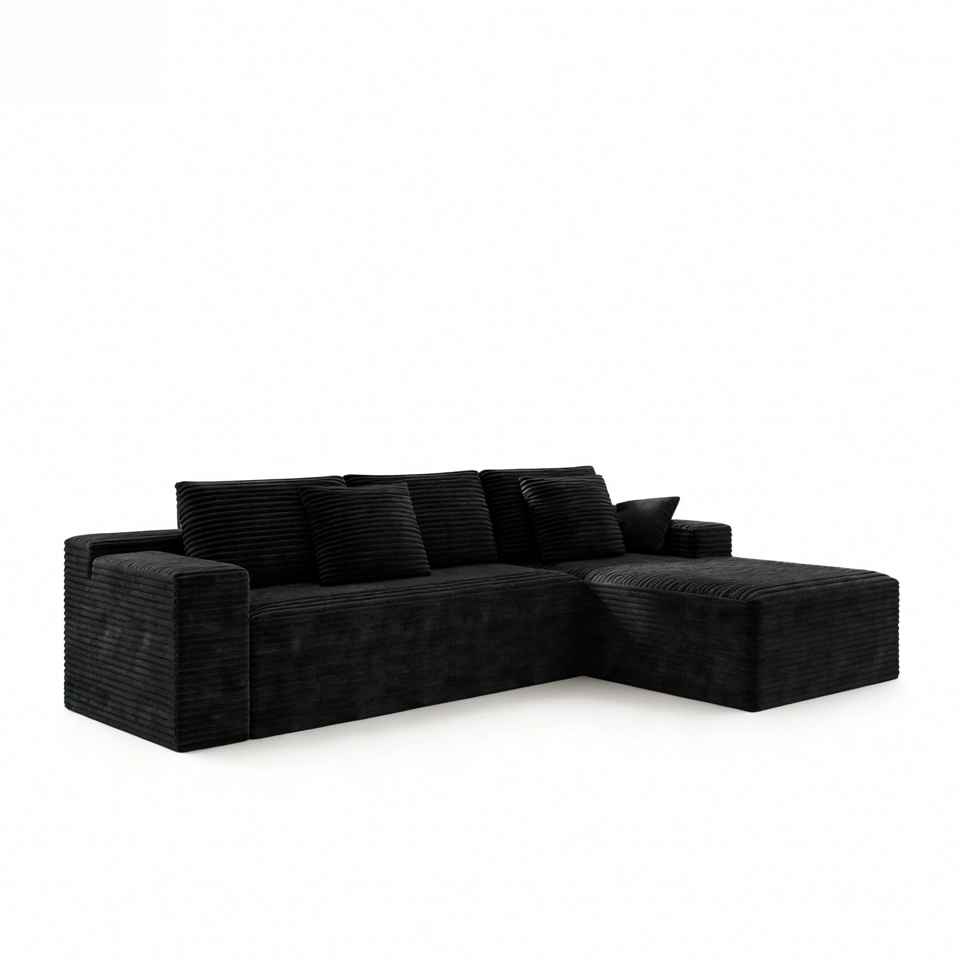 104.3*68.9"Modular sectional sofa seat,Upholstered compressed couch for living room,Bedroom,Apartment,No assembly required,2PC free combination,Plush corduroy fabric,BLACK image 9