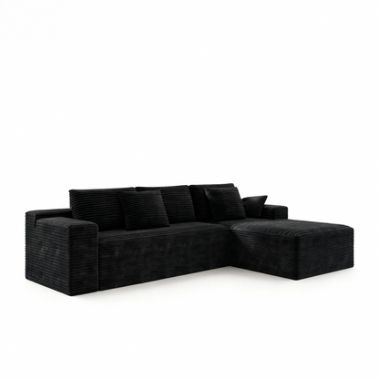 104.3*68.9"Modular sectional sofa seat,Upholstered compressed couch for living room,Bedroom,Apartment,No assembly required,2PC free combination,Plush corduroy fabric,BLACK image 9