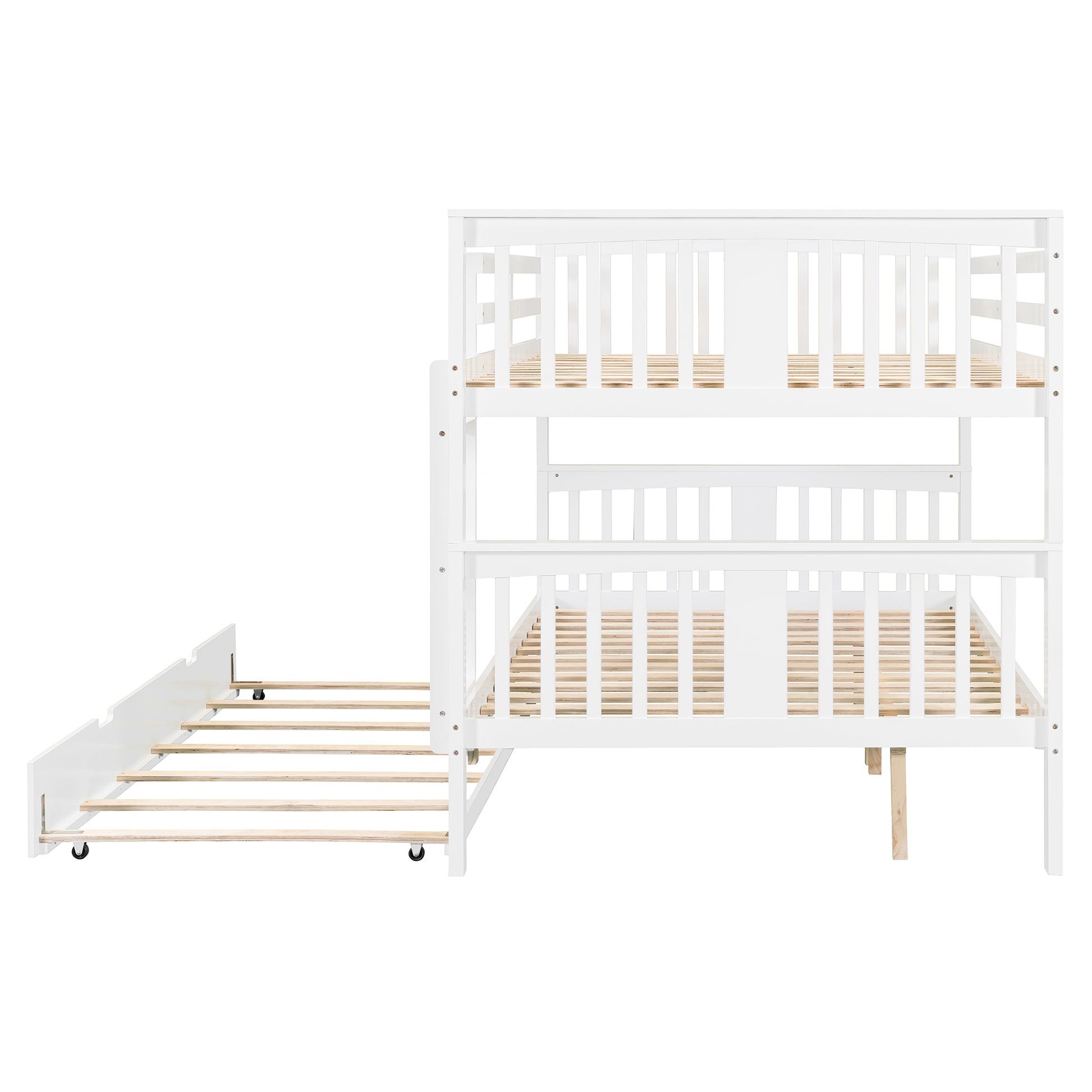Full over Full Bunk Bed with Twin Size Trundle and Ladder-White(Old SKU: LT000204AAK) image 10