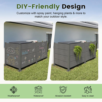 50" W x 49" H Outdoor Privacy Screen, Air Conditioner Fence, All-Weather Vinyl Privacy Fence Screens with Aluminum Posts, 3 Panels, Dark Grey image 8