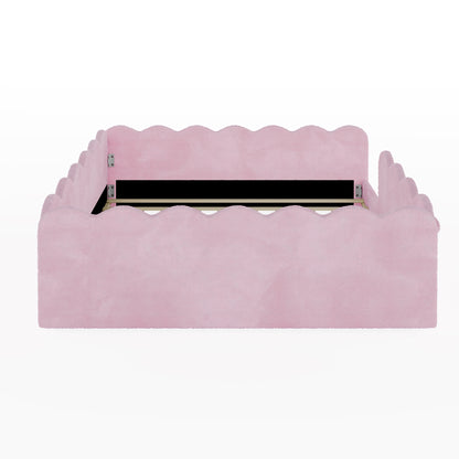 Full Size Upholstered Floor Bed, Pink image 6