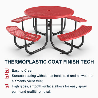 Red Round Table & Chair Set with Umbrella Hole image 3