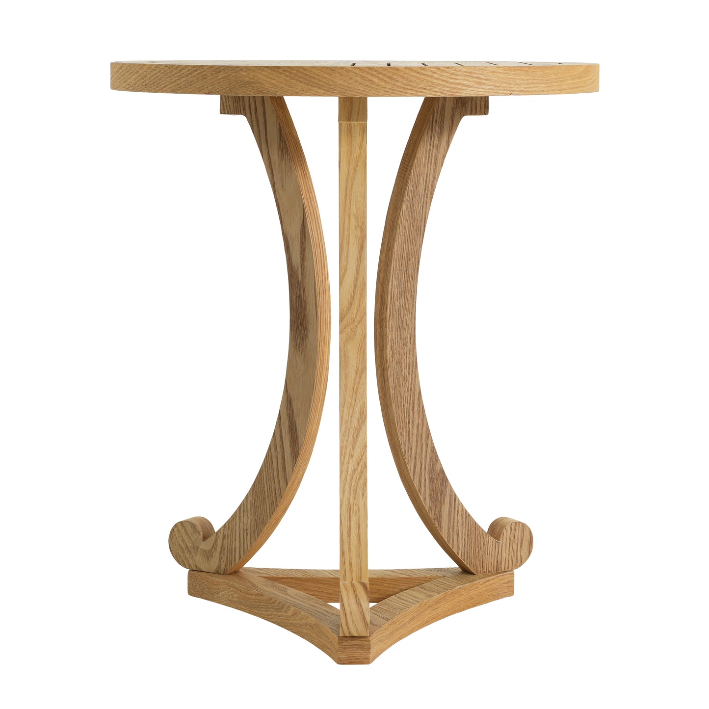Natural Finish Round Wood Accent Table - Elegant Curved Base End Table for Living Room, Bedroom, or Patio image 8