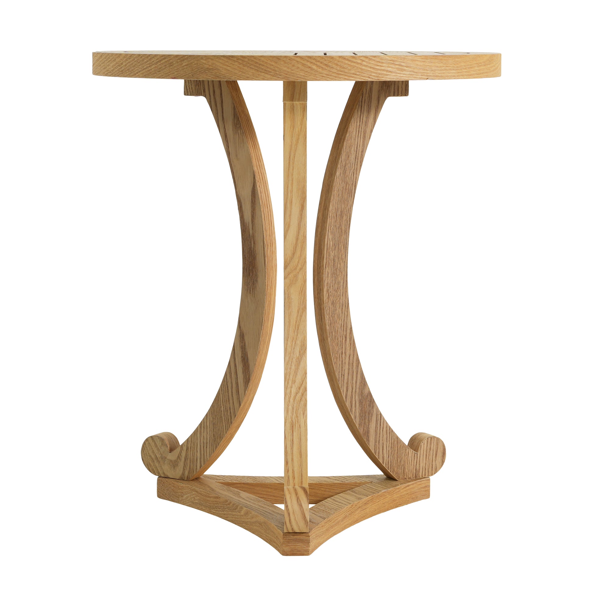 Natural Finish Round Wood Accent Table - Elegant Curved Base End Table for Living Room, Bedroom, or Patio image 8