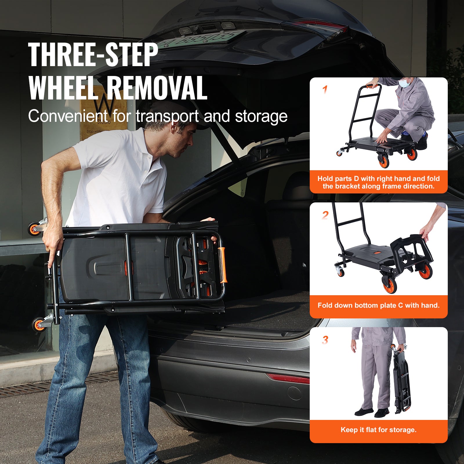 Aluminum Hand Truck, 2 in 1, 300 lbs Load Capacity, Heavy Duty Industrial Convertible Folding Hand Truck and Dolly, Utility Cart Converts from Hand Truck to Platform Cart with Rubber Wheels image 6