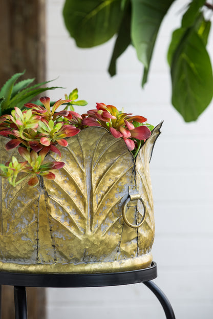 Set of 2 Metal Planter With Iron Legs Stand, L:27.2x19x32.3" S:23.5x16x26.5" image 12