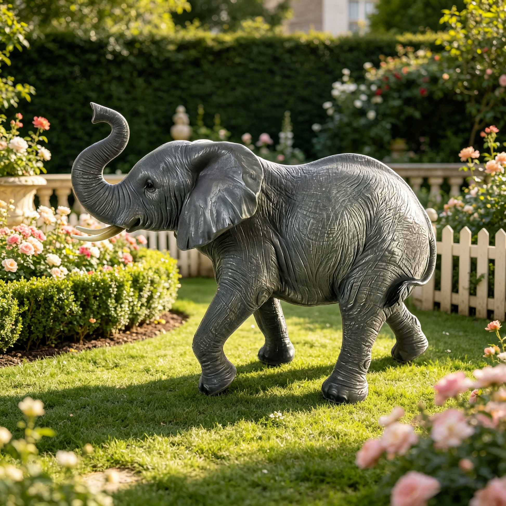 20'' Tall Resin Elephant Statue with Raised Trunk, Weather Resistant Outdoor Elephant Sculpture Decor for Yard, Lawn, Patio, Front Porch & Garden Ornament image 8
